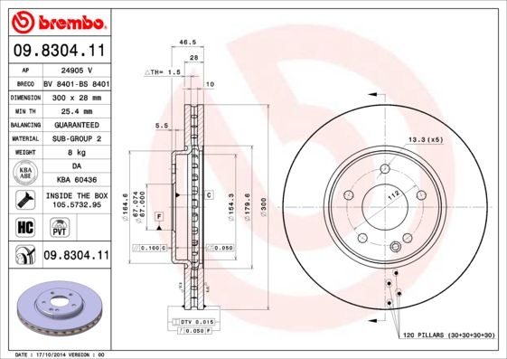 BREMBO 09.8304.11 Brake Disc