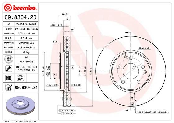 BREMBO 09.8304.20 Brake Disc