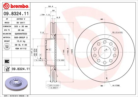 BREMBO 09.8324.11 Brake Disc