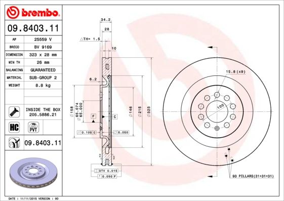 BREMBO 09.8403.11 Brake Disc
