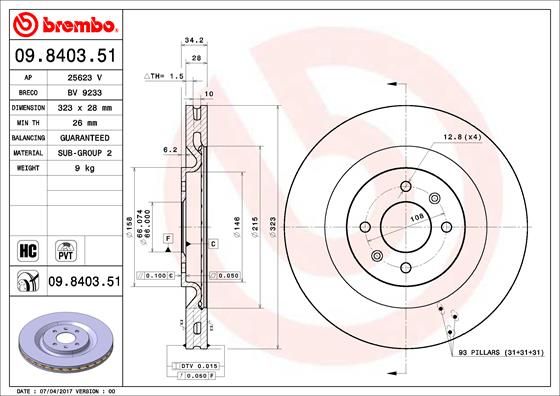 BREMBO 09.8403.51 Brake Disc
