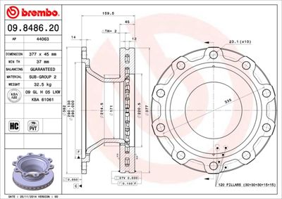 Brake Disc BREMBO 09.8486.20