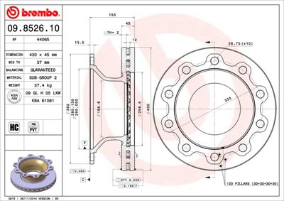 Brake Disc BREMBO 09.8526.10