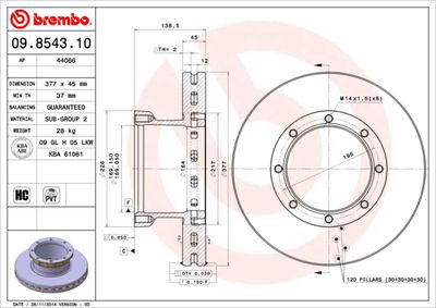 Brake Disc BREMBO 09.8543.10