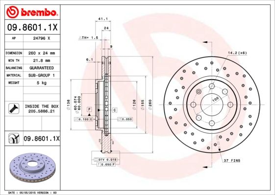 BREMBO 09.8601.1X Brake Disc