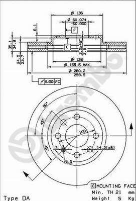 BREMBO 09.8601.75 Brake Disc