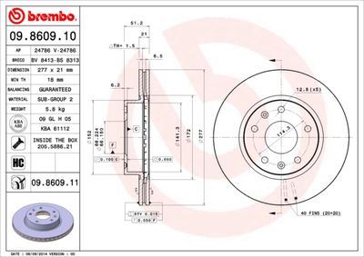 Brake Disc BREMBO 09.8609.10