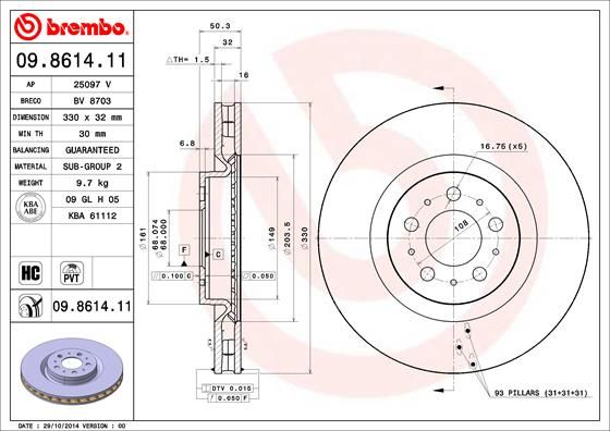 BREMBO 09.8614.11 Brake Disc