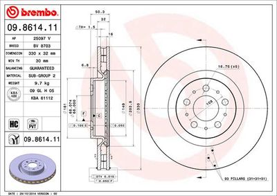 Brake Disc BREMBO 09.8614.11