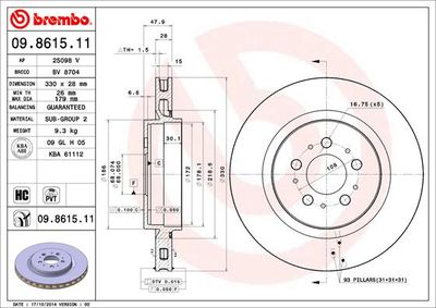 Brake Disc BREMBO 09.8615.11