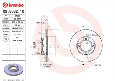 Brake Disc BREMBO 09.8632.10