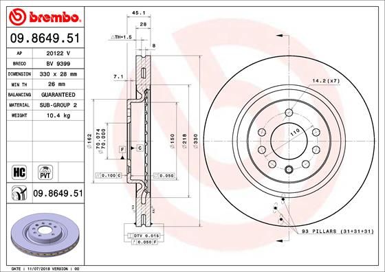 BREMBO 09.8649.51 Brake Disc