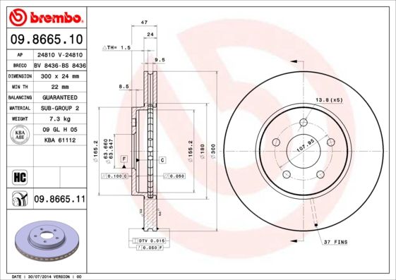 BREMBO 09.8665.10 Brake Disc