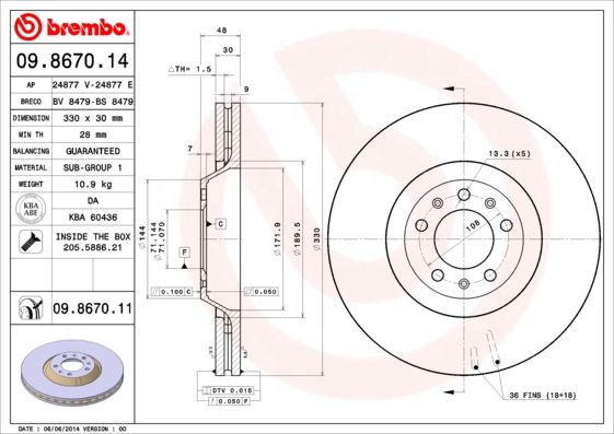 BREMBO 09.8670.14 Brake Disc