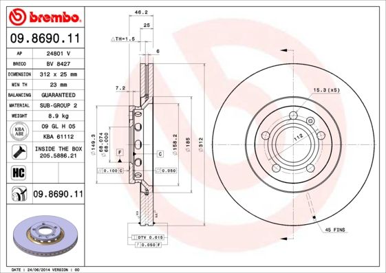 BREMBO 09.8690.11 Brake Disc