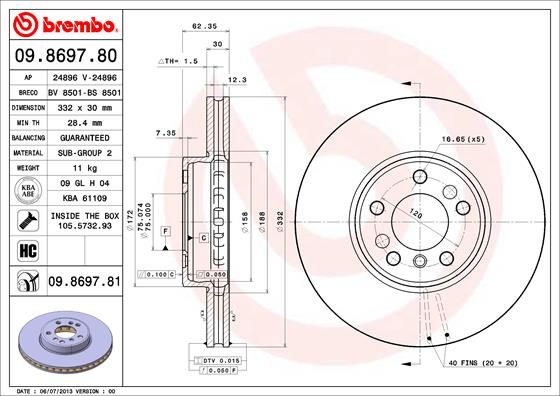 BREMBO 09.8697.81 Brake Disc