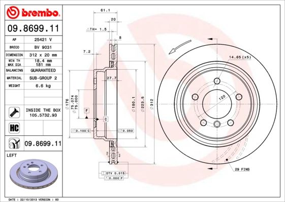 BREMBO 09.8699.11 Brake Disc