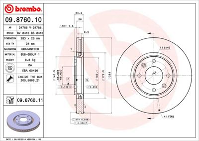 Brake Disc BREMBO 09.8760.10