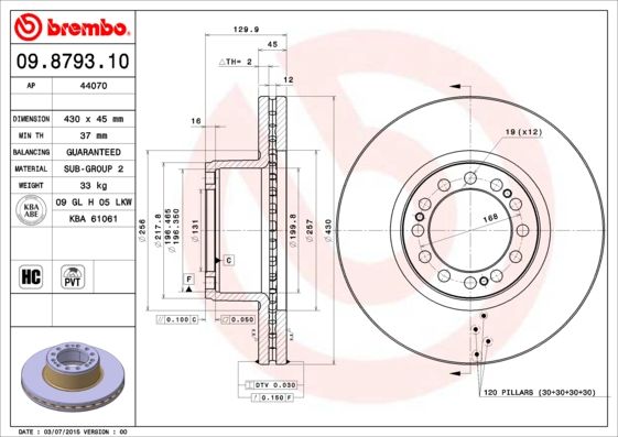BREMBO 09.8793.10 Brake Disc