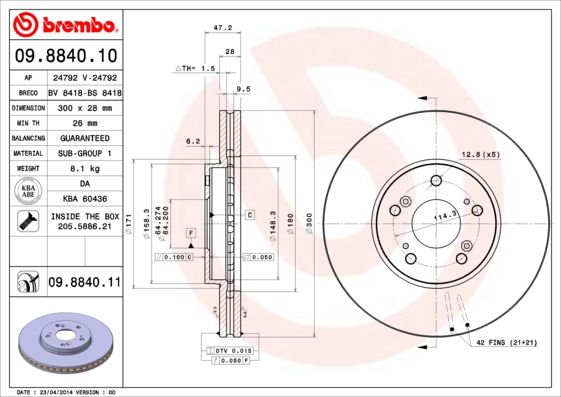 BREMBO 09.8840.11 Brake Disc