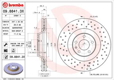 Brake Disc BREMBO 09.8841.3X