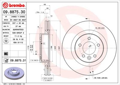 Brake Disc BREMBO 09.8875.30