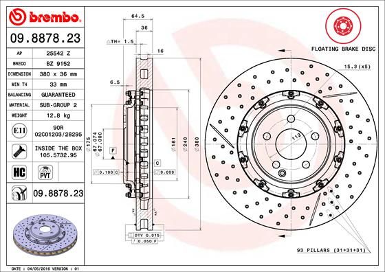 BREMBO 09.8878.23 Brake Disc