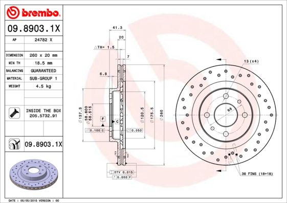 BREMBO 09.8903.1X Brake Disc