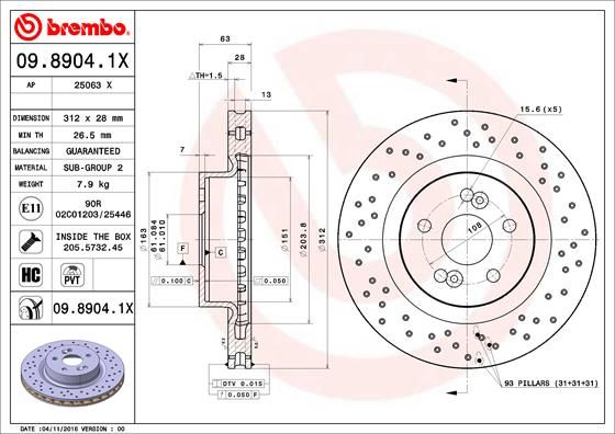 BREMBO 09.8904.1X Brake Disc