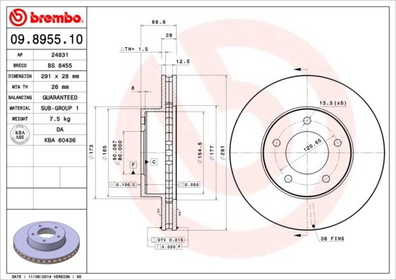 BREMBO 09.8955.10 Brake Disc