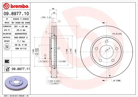 BREMBO 09.8977.11 Brake Disc