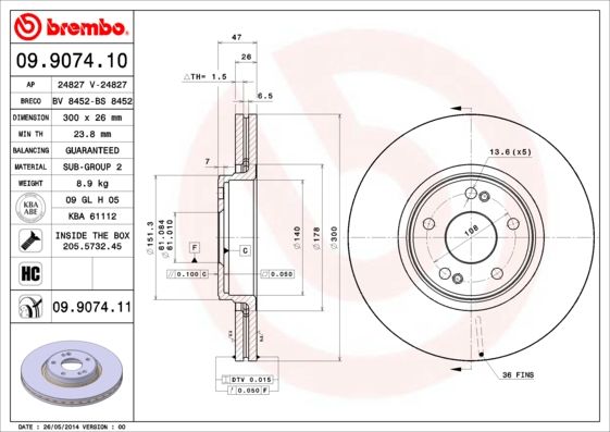 BREMBO 09.9074.11 Brake Disc