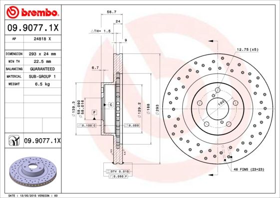 BREMBO 09.9077.1X Brake Disc