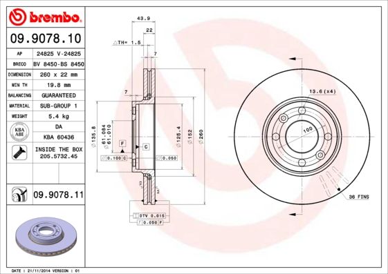 BREMBO 09.9078.11 Brake Disc