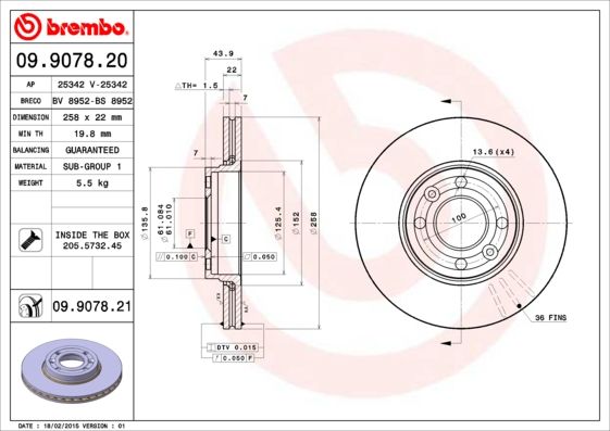 BREMBO 09.9078.20 Brake Disc