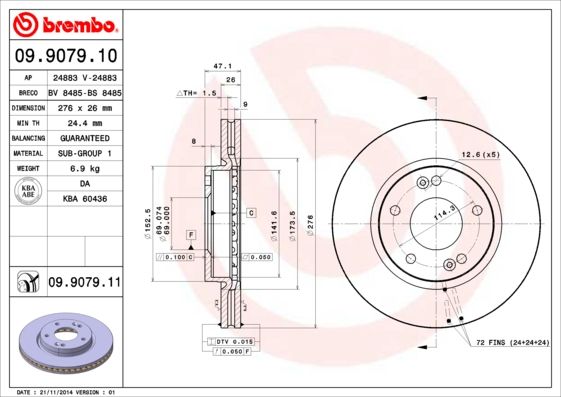 BREMBO 09.9079.11 Brake Disc