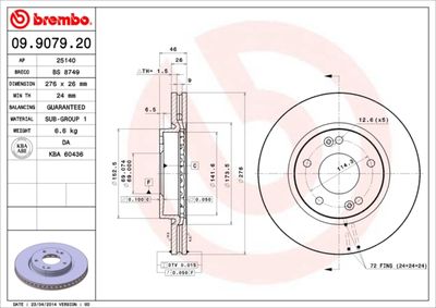 Brake Disc BREMBO 09.9079.20