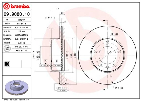 BREMBO 09.9080.10 Brake Disc