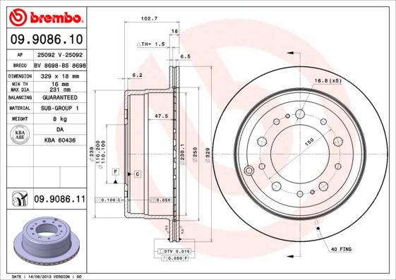 BREMBO 09.9086.11 Brake Disc