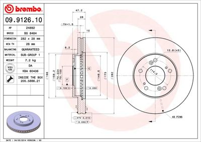 Brake Disc BREMBO 09.9126.10