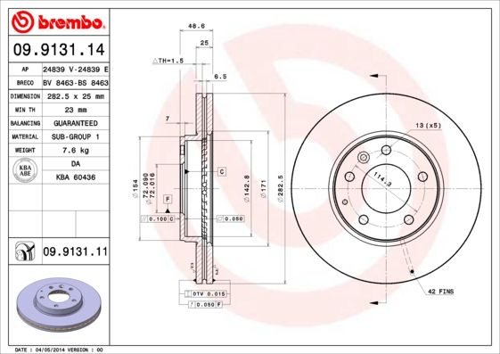 BREMBO 09.9131.11 Brake Disc