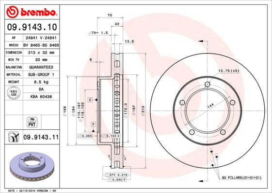 BREMBO 09.9143.10 Brake Disc