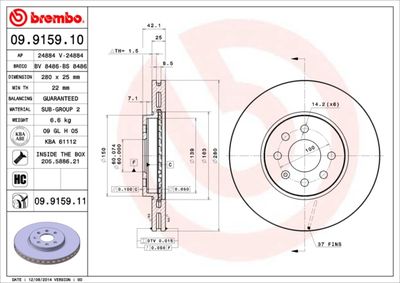 Brake Disc BREMBO 09.9159.10