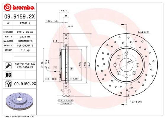 BREMBO 09.9159.2X Brake Disc