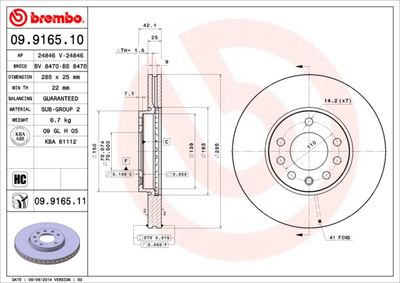 Brake Disc BREMBO 09.9165.10