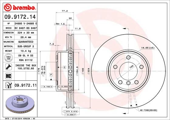 BREMBO 09.9172.14 Brake Disc