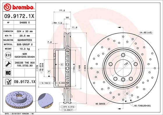 BREMBO 09.9172.1X Brake Disc