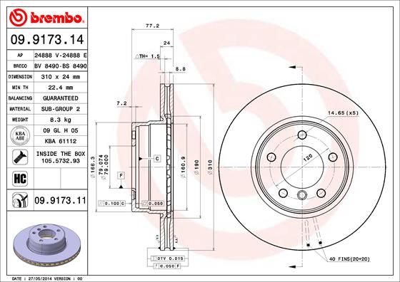 BREMBO 09.9173.14 Brake Disc