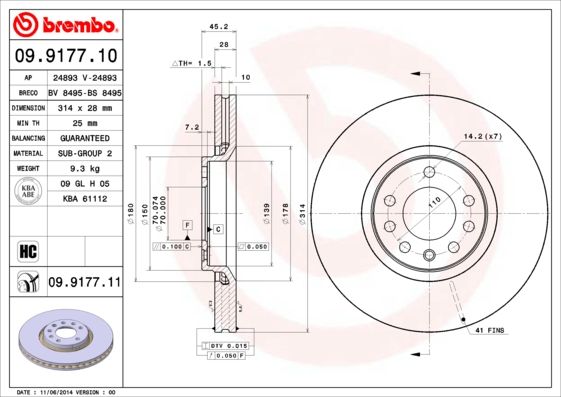 BREMBO 09.9177.11 Brake Disc