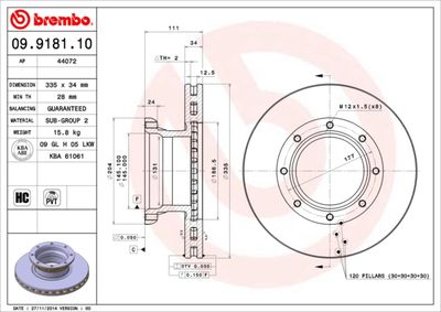 Brake Disc BREMBO 09.9181.10